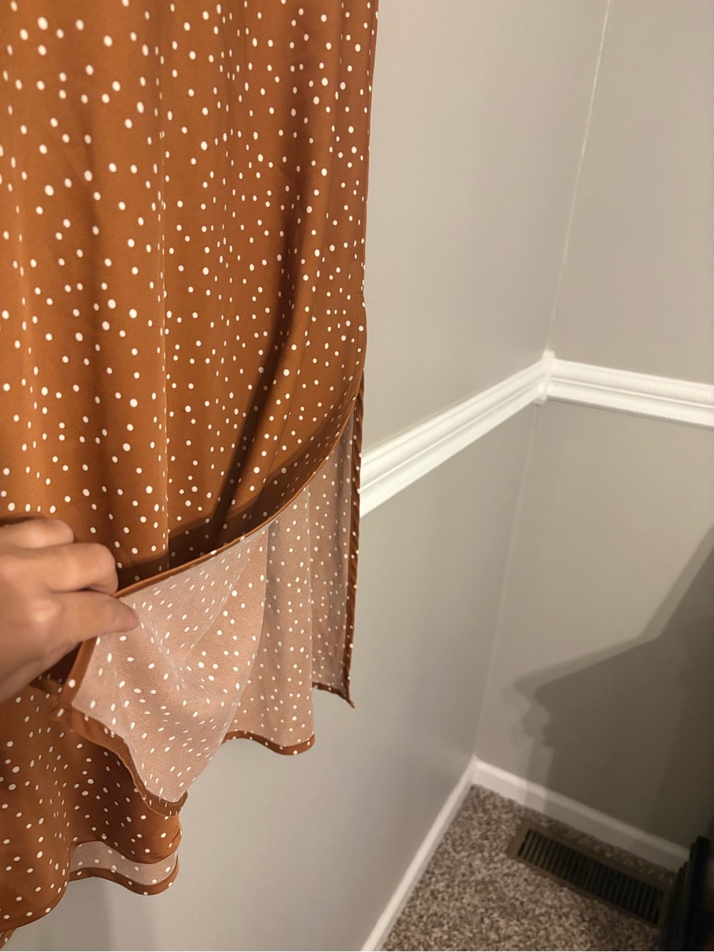 Target Brown Polka Dot Midi Skirt Slit High Rise Size M - Picture 4 of 10